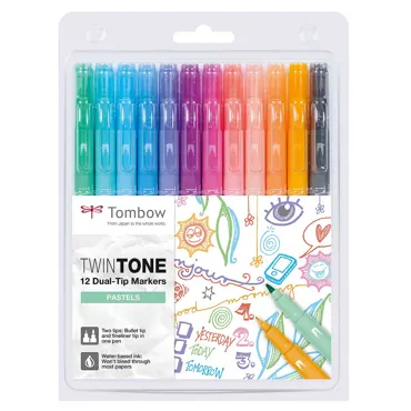 Tombow Doppelfasermaler "TwinTone" Pastell Colours, 12er Set