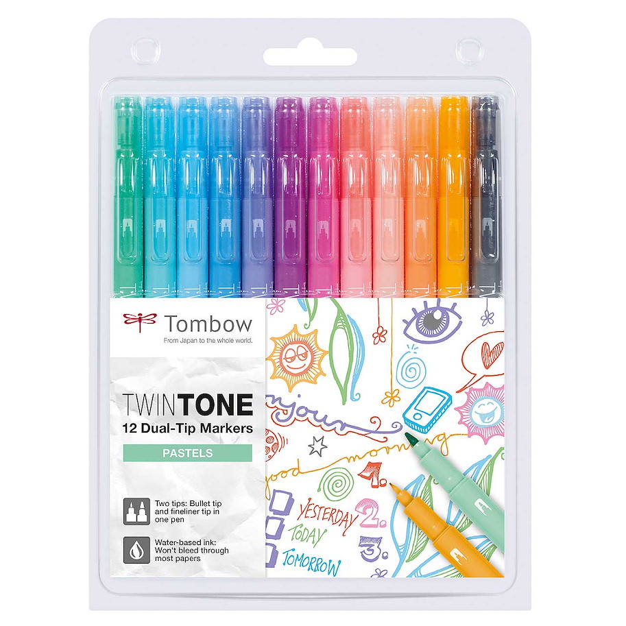 Tombow Doppelfasermaler "TwinTone" Pastell Colours, 12er Set