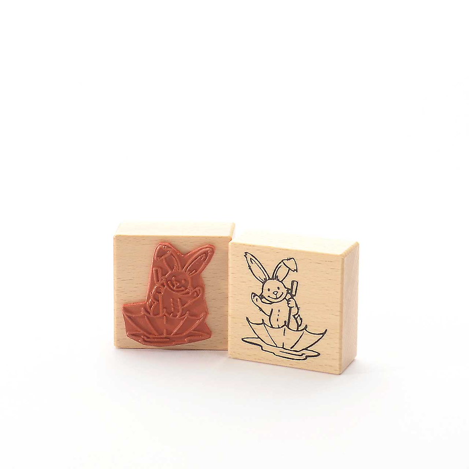 Motivstempel - Hase im Regenschirm
