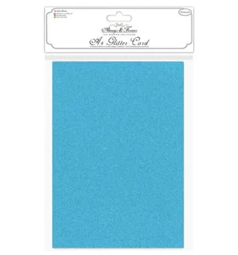 A4 Glitter Card Turquoise Blue 220g-qm