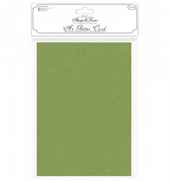 A4 Glitter Card Moss Green 220g-qm