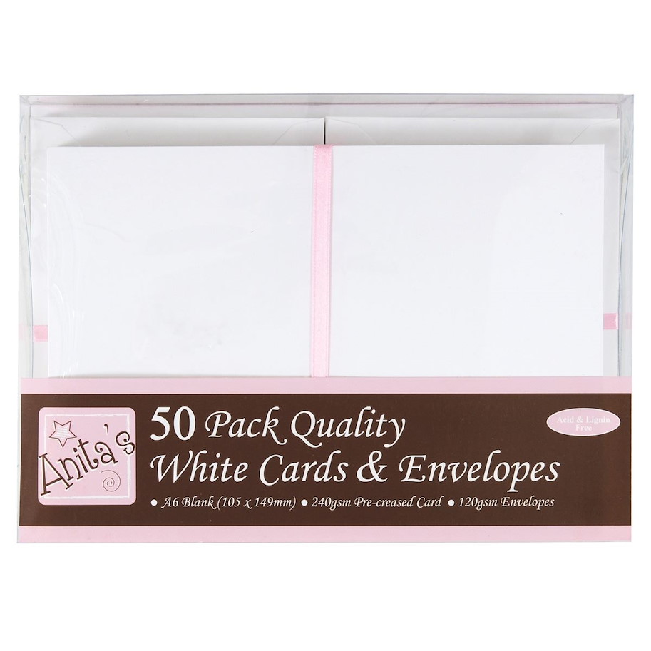 Anita's A6 Cards & Envelopes White (50pk) 