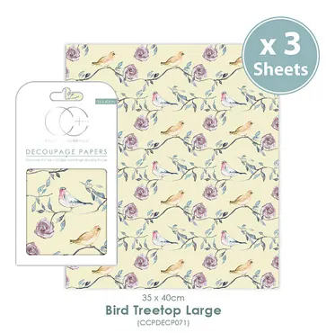 Decoupage Papier-Bird Treetop Large