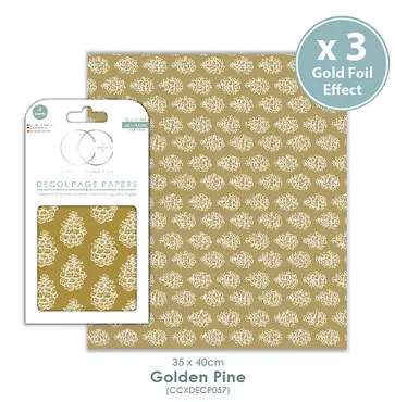 Decoupage Papier-Golden Pine-Gold Metallic