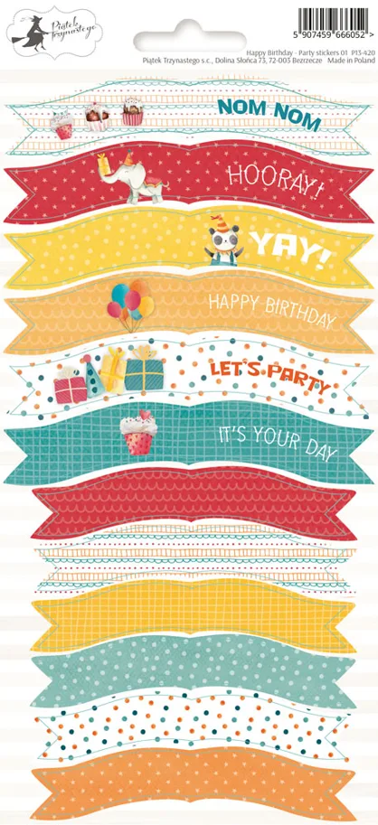 Party sticker sheet Happy Birthday 01