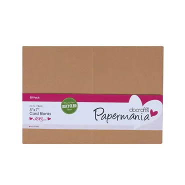 Papermania 5 x 7/12,7 cm x 17,8 cm Cards/Envelopes (50pk) - Recycled Kraft