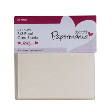 Papermania Cards & Envelopes 3x3 Inch Pearlised White (20pk)