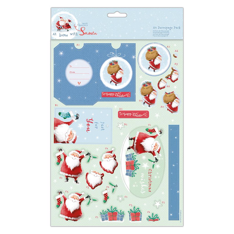 A4 Decoupage Pack-At Home With Santa