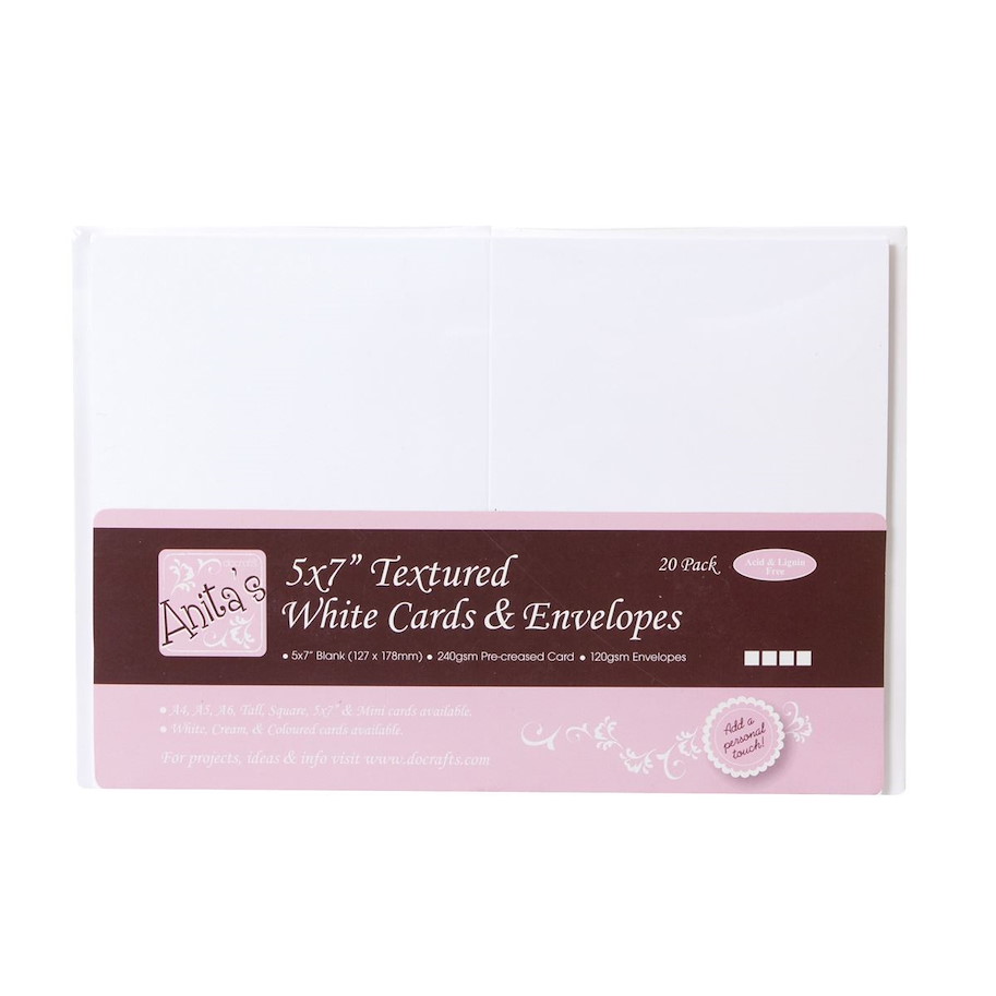 Anita's 5x7 Inch Cards & Envelopes Textured White