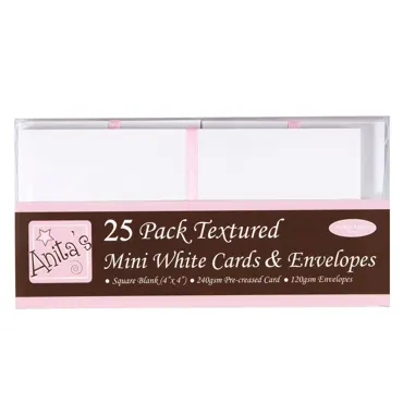 Anita's 4x4 Inch (10 cm x 10 cm) Cards & Envelopes Textured White (25pk)