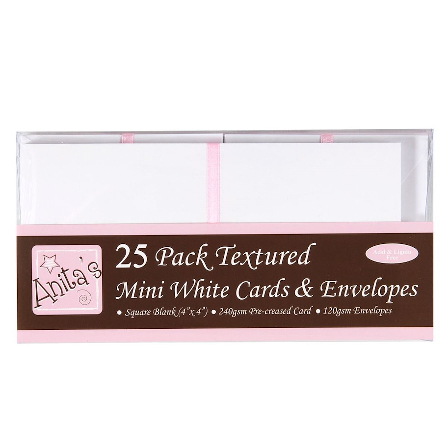 Anita's 4x4 Inch (10 cm x 10 cm) Cards & Envelopes Textured White (25pk) 