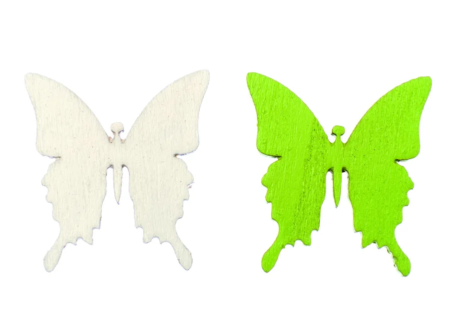Holz - Streuteile Schmetterling weiss / grün