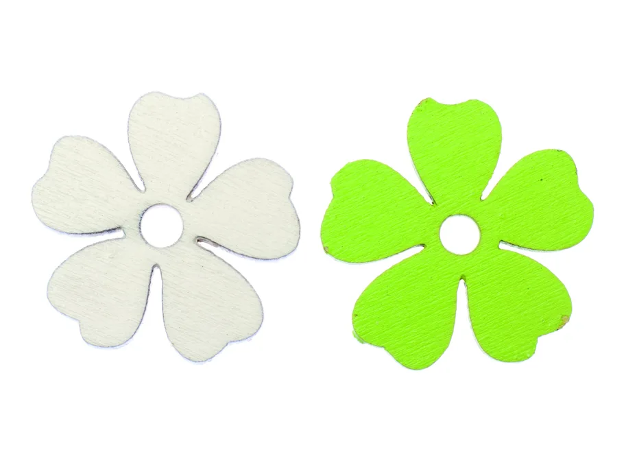 Holz - Streuteile Blumen weiss / grün