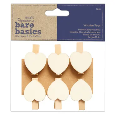 BARE BASICS-WOODEN PEGS (6PCS)-HEARTS