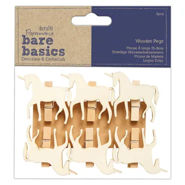 BARE BASICS-WOODEN PEGS (6PCS)-UNICORNS