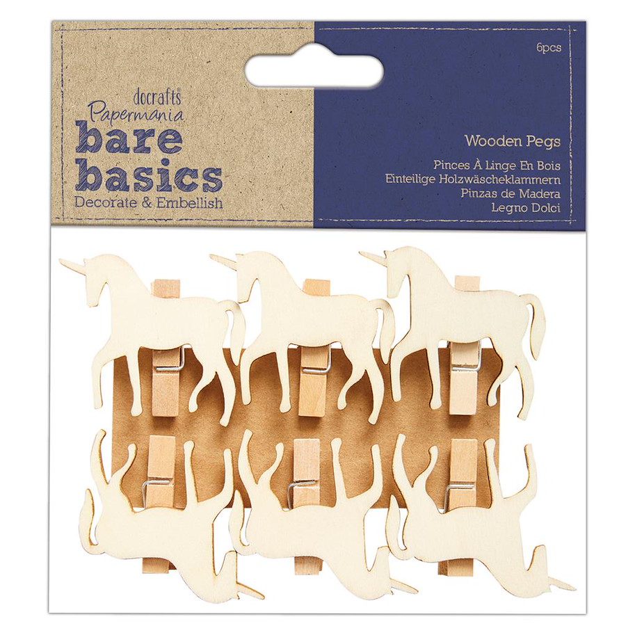 BARE BASICS-WOODEN PEGS (6PCS)-UNICORNS