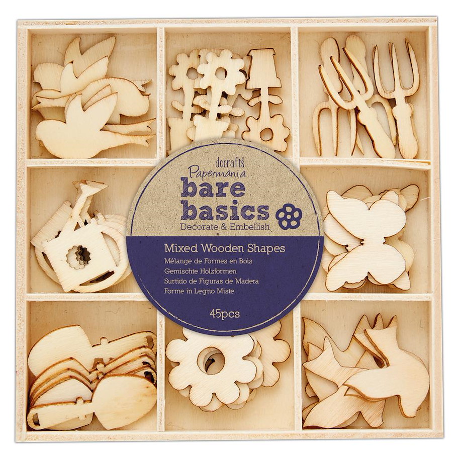 BARE BASICS - MIXED WOODEN SHAPES (45PCS)-SPRING GARDEN