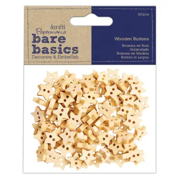 BARE BASICS - WOODEN STAR BUTTONS (100PCS)
