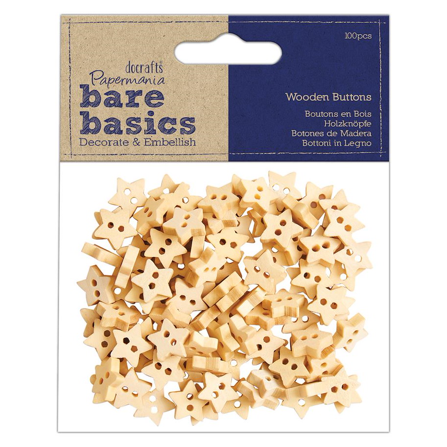 BARE BASICS - WOODEN STAR BUTTONS (100PCS)