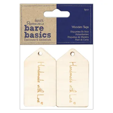 BARE BASICS - WOODEN TAGS (6PCS) - HANDMADE WITH LOVE