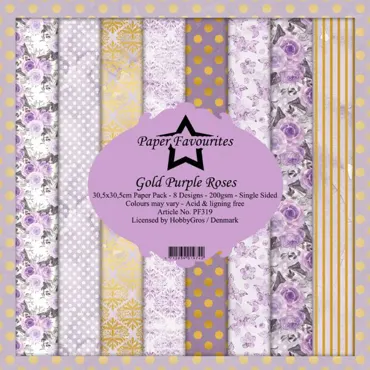 Paper Favourites Gold Purple Roses 12x12 Inch Paper Pack