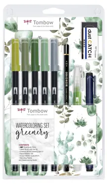 Tombow Watercoloring-Set "Greenery", 11-teilig