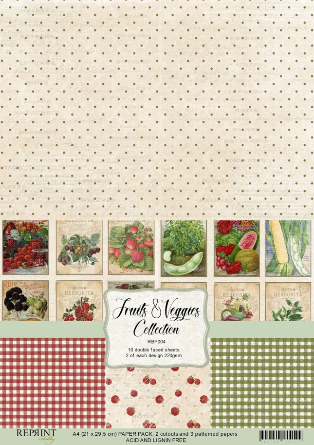 Reprint Paper Pack Collection A4 Fruits & Veggies  