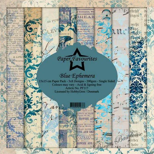 Paper Favourites Paper Pack blue Ephemera 6x6