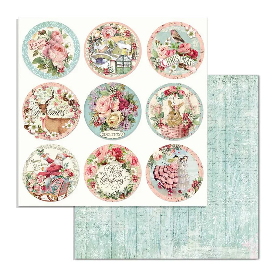 Stamperia Paper-Pink Christmas Rounds 12x12 