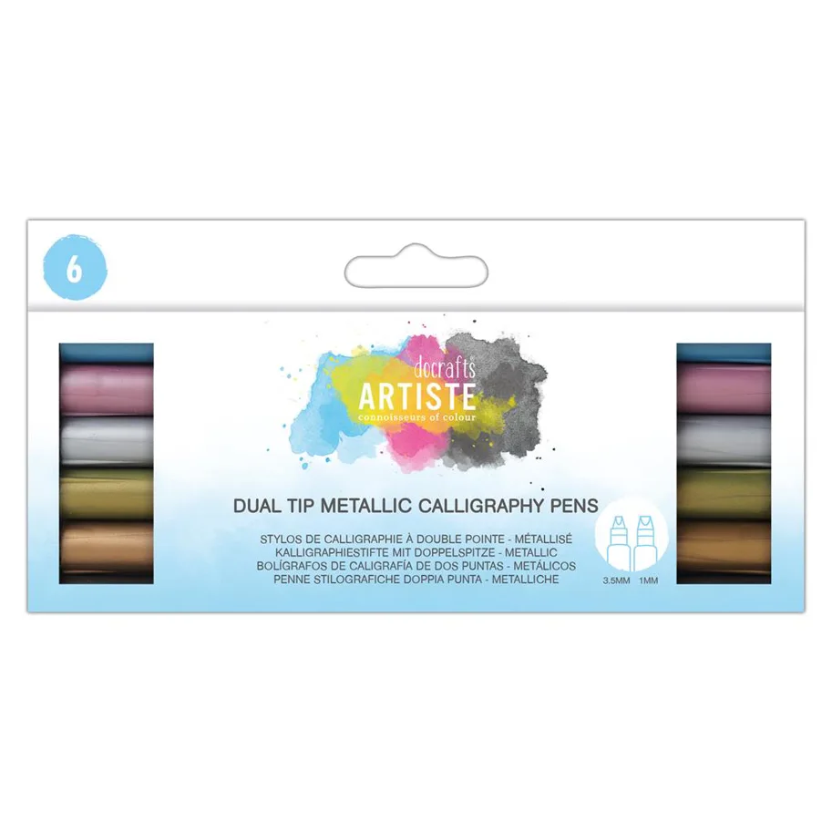 Set of dual tip calligraphy pens-metallic