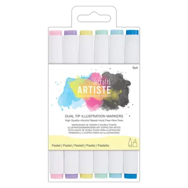 Set of Dual Tip Illustration Markers-Chisel/Brush-Pastel