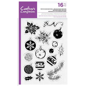 Crafter's Companion Clear Stamps-Festive Decorations