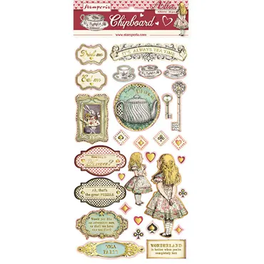 Stamperia Chipboard-Alice Gold 15x30cm