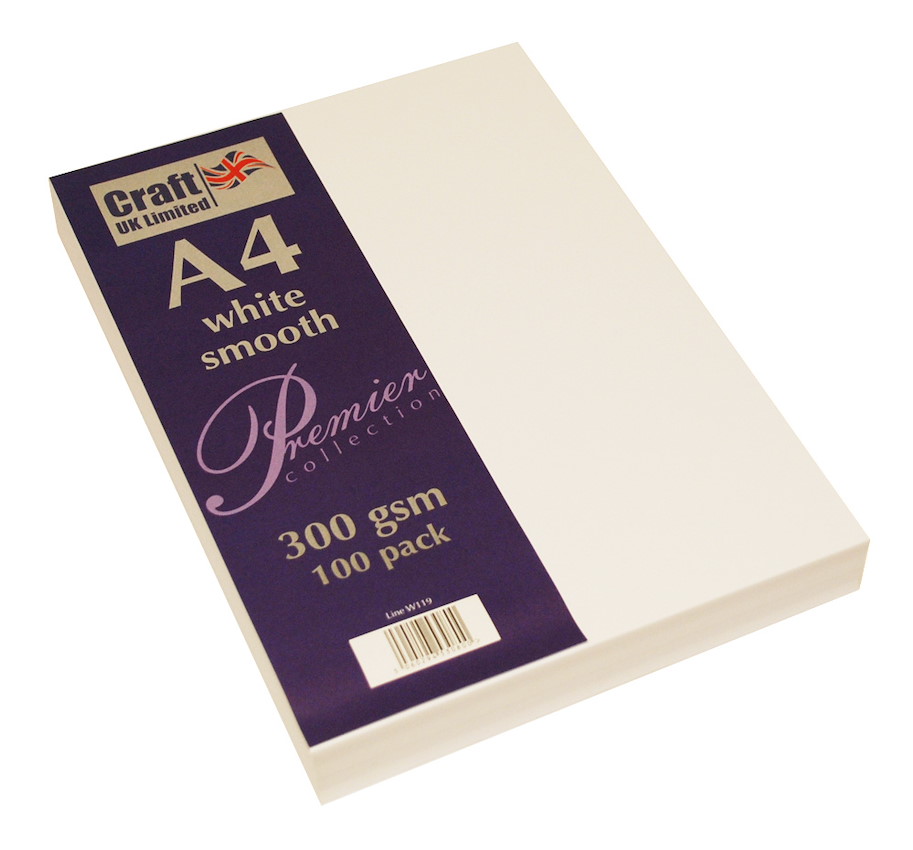 Craft UK Premium Collection A4 White Smooth Paper Pack 300gsm