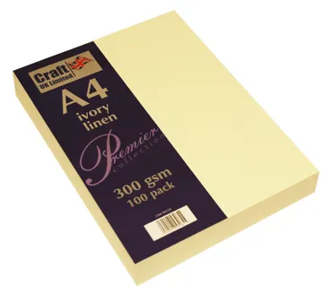 Craft UK Premium Collection A4 Ivory Linen Paper Pack