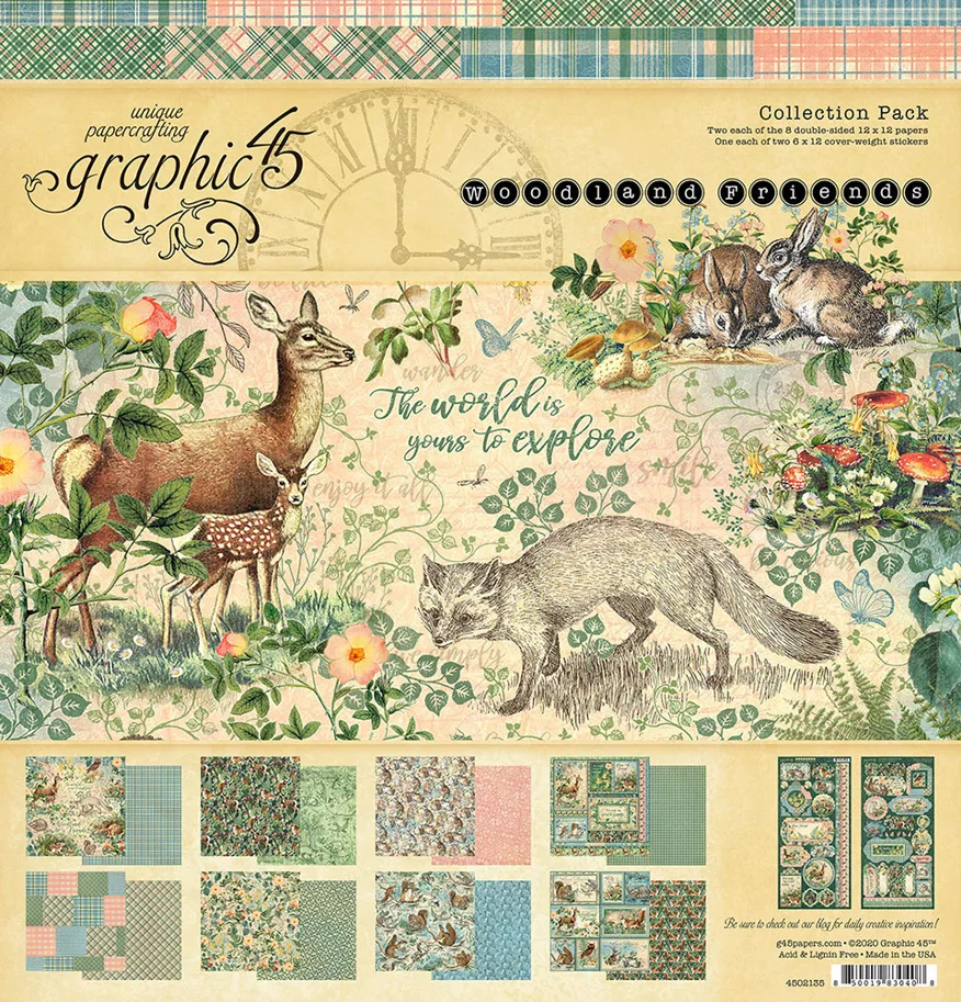 Graphic 45 Collection Pack-Woodland Friends 12x12"