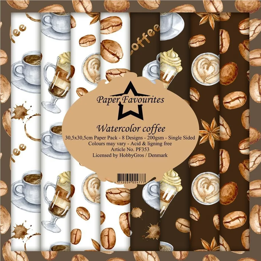 Paper Favourites Watercolor Coffee 12x12 Inch Paper Pack 