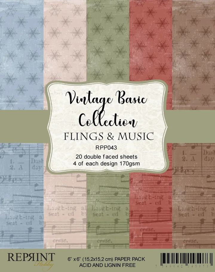 Reprint Flings & Music Vintage Basic Collection 6x6 Inch Paper Pack 