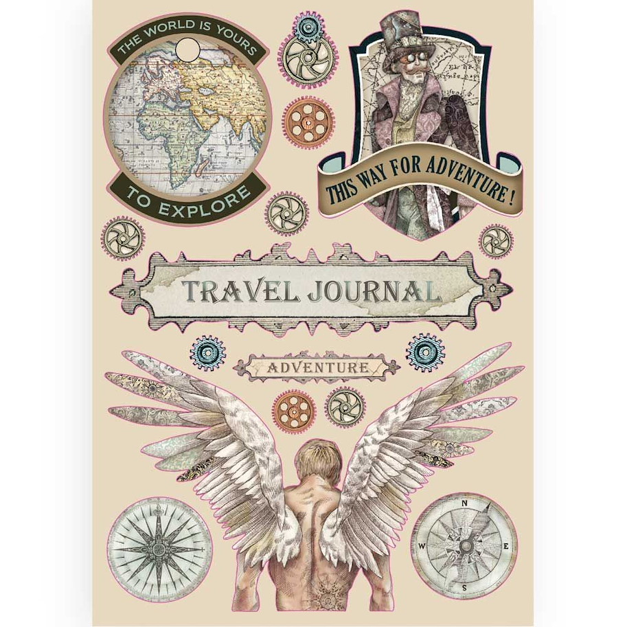 Stamperia Colored Wooden Shapes A5 Sir Vagabond Travel Journal 