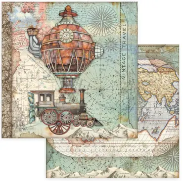 Stamperia Sir Vagabond Flying Train 12x12 Inch Paper Sheet