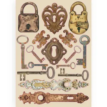 Stamperia Colored Wooden Shapes A5 Lady Vagabond Locks and Keys