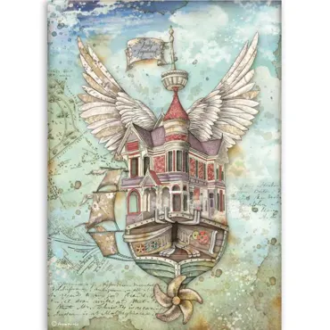 Stamperia Rice Paper A4 Lady Vagabond Flying Ship