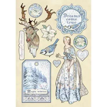 Stamperia Colored Wooden Shapes A5 Winter Tales Magic Winter