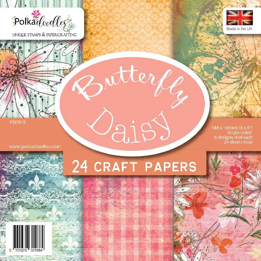 Polkadoodles Butterfly Daisy 6x6 Inch Paper Pack 