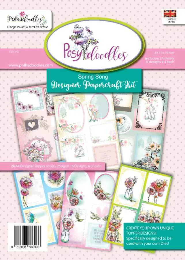 Polkadoodles Posydoodles Spring Song A4 Paper Kit 
