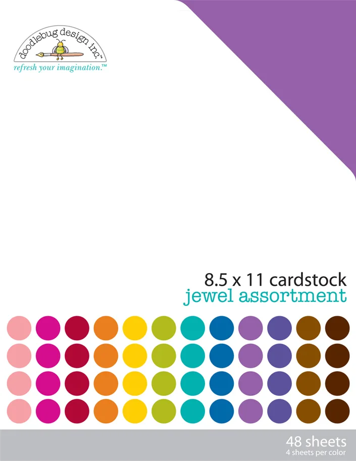 Doodlebug Design Jewel 8.5x11 Inch Textured Cardstock Pack