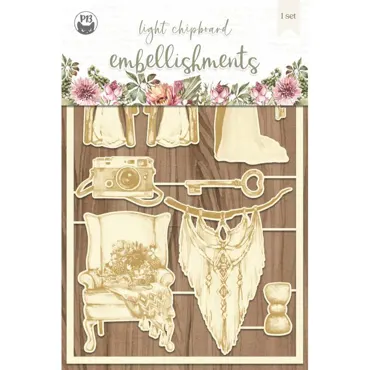 P13-LIGHT CHIPBOARD EMBELLISHMENTS ALWAYS AND FOREVER 04, 4X6", 9SZT.