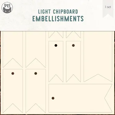 P13-LIGHT CHIPBOARD EMBELLISHMENTS SET FOR COLLECTION TAGS 02, 6X6"