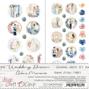 CRAFT O'CLOCK - LABELS SET - 02 - WEDDING DREAM SET OF 6 SHEETS