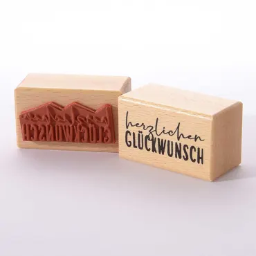 Heindesign Motivstempel-Holz Titel: herzlichen Glückwunsch